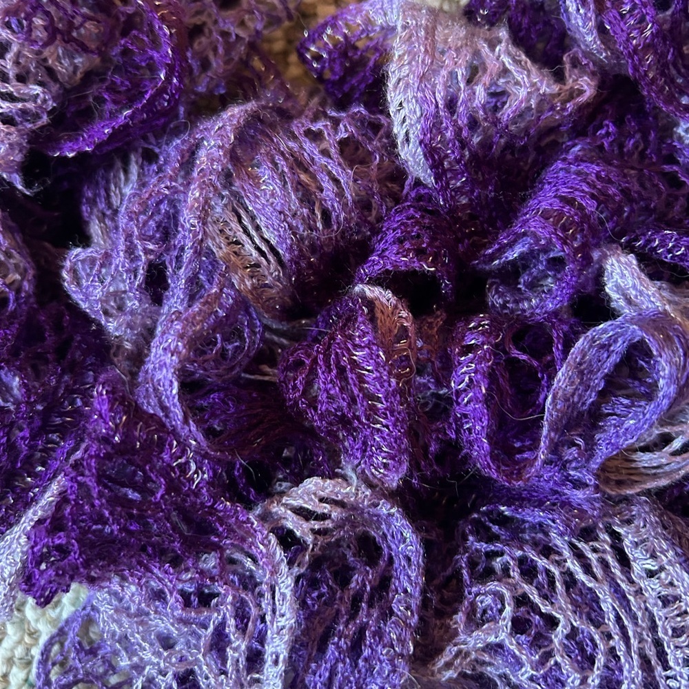 Purple Ruffled Knit Scarf - Picture 2 of 4